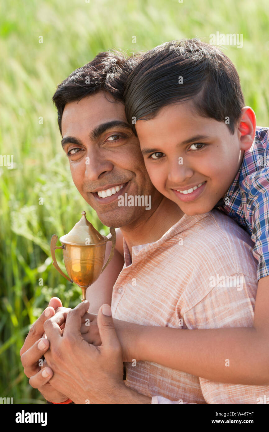 Portrait of a rural family smiling Stock Photo