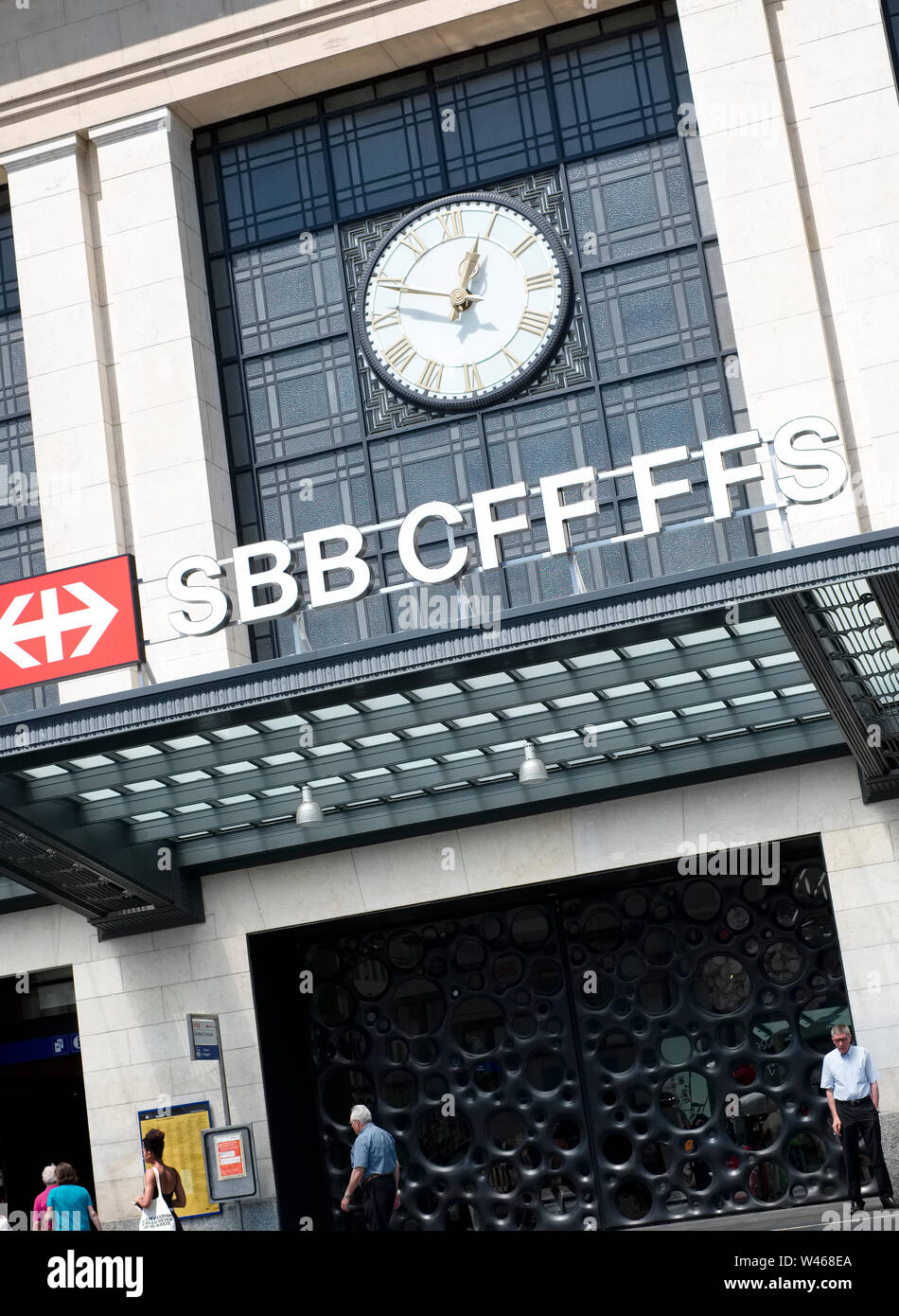 The entrance to Cornavin railway station in Geneva Switzerland Stock Photo