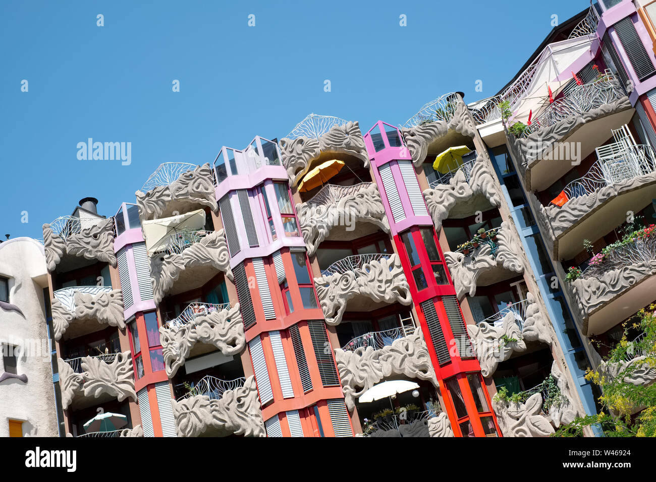 Colourful architecture in the Les Grottes area of Geneva Switzerland Stock Photo