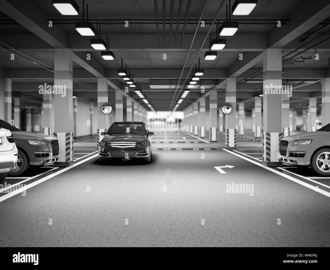 Empty modern underground parking 3d render Stock Photo Alamy
