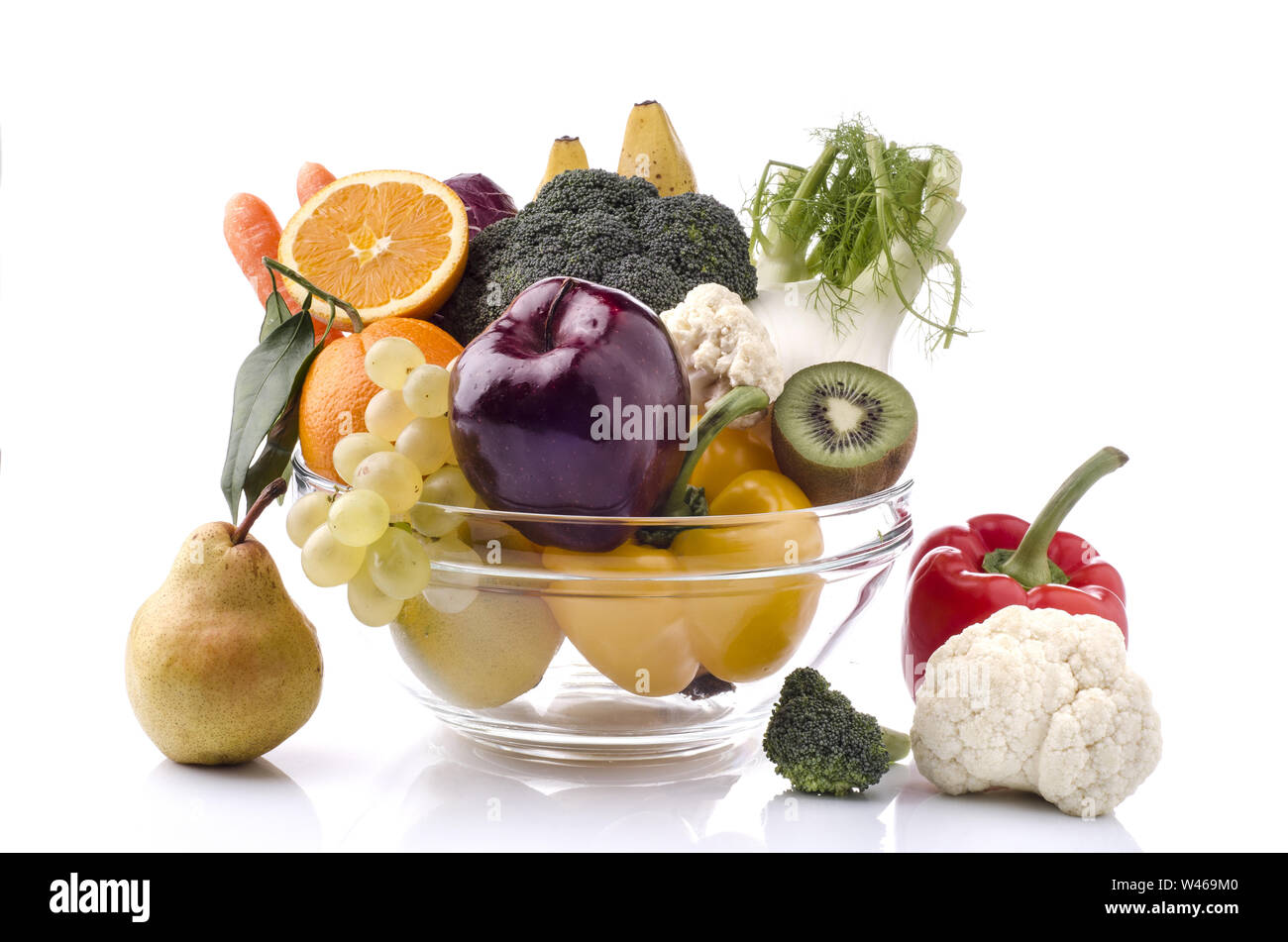 vegetarian diet .Group of vegetables and fresh organic fruit isolated