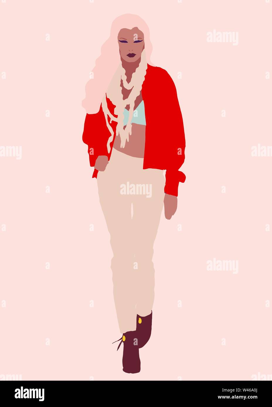 Afro american fashion model illustration Stock Photo - Alamy