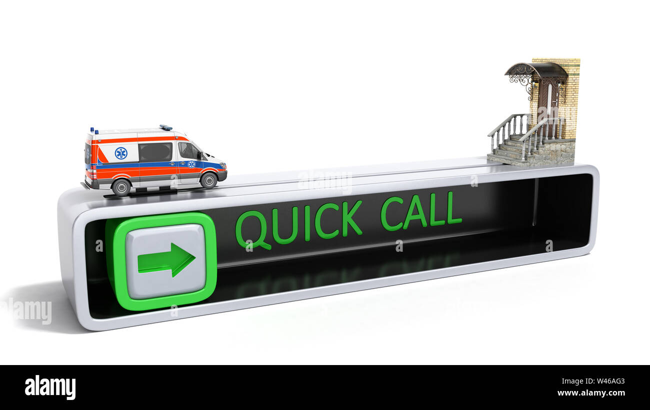 concept of quick call of ambulance 3d render on white Stock Photo - Alamy