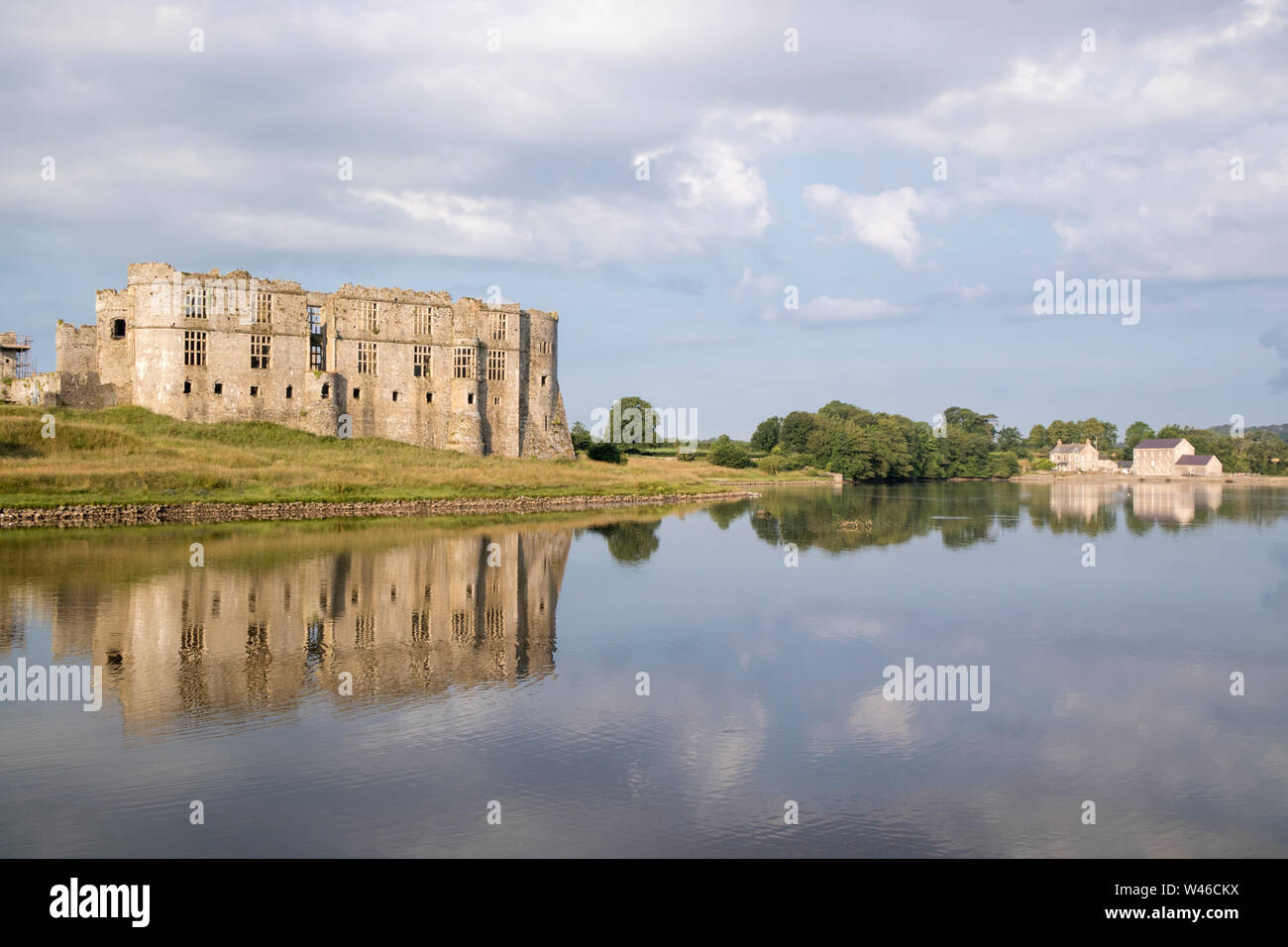 Carew Castle & Tidal Mill, Pembrokeshire, Wales, UK Stock Photo