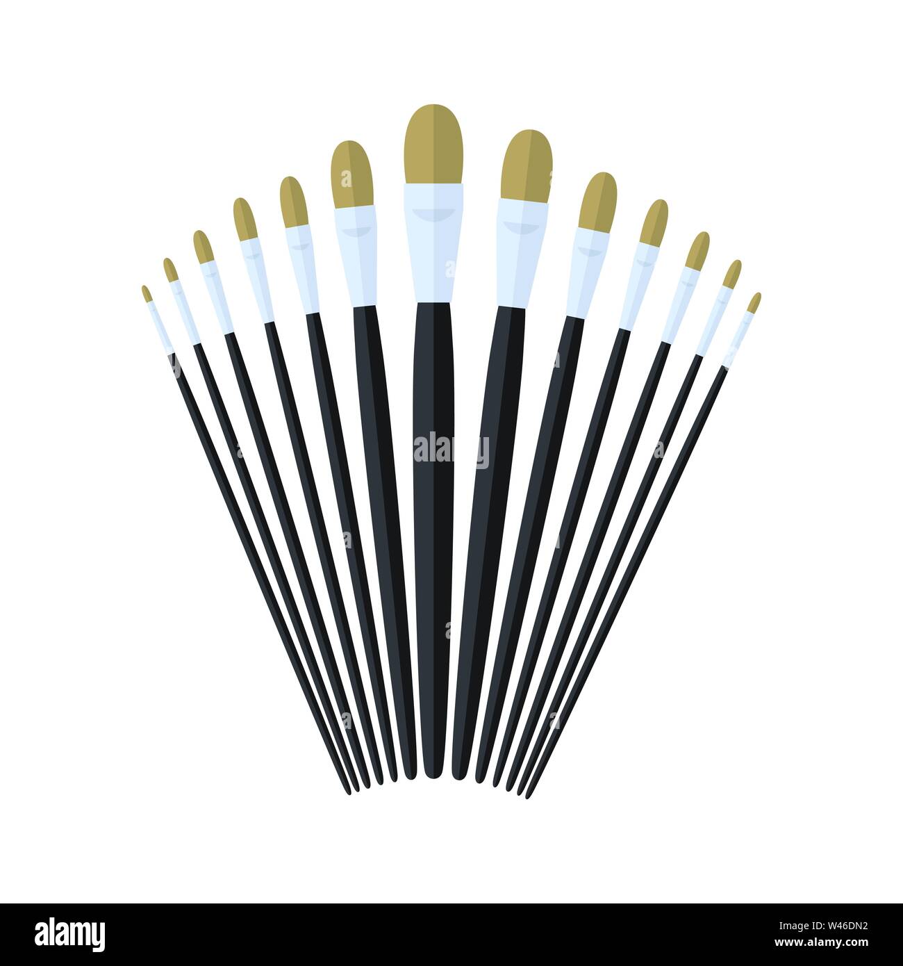 set of filbert paint brush stationary, collection of color painting