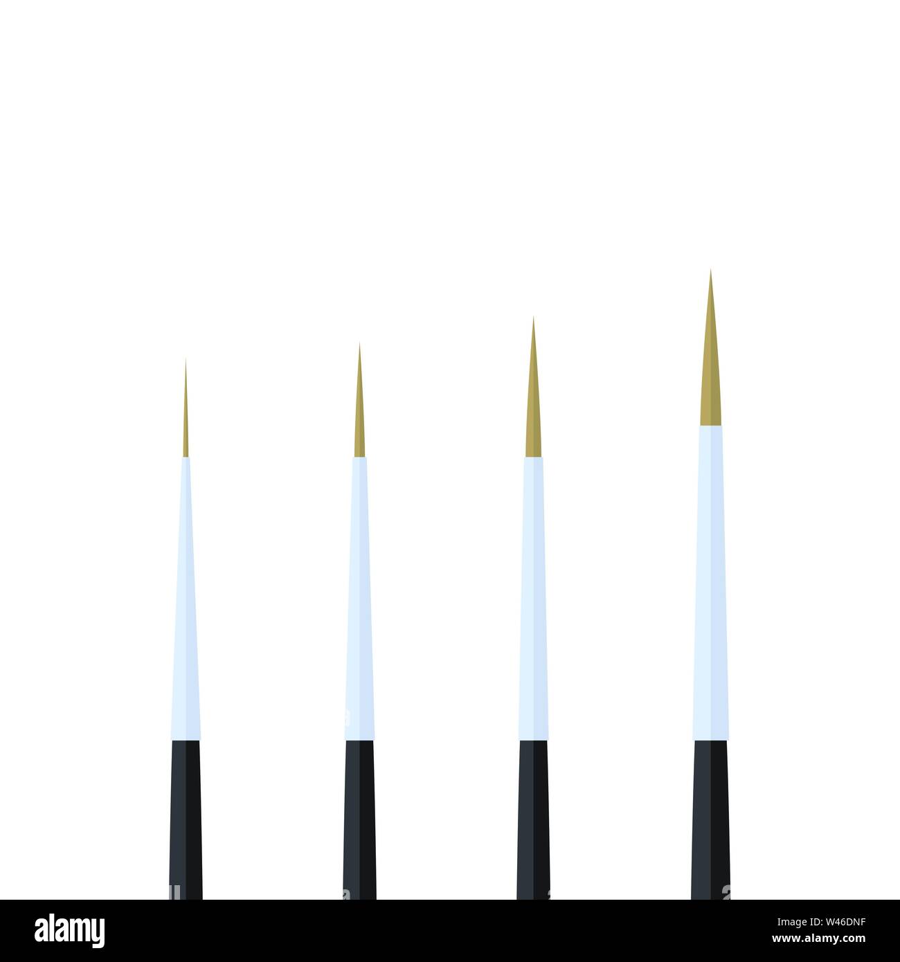 set of liner paint brush stationary, collection of color painting