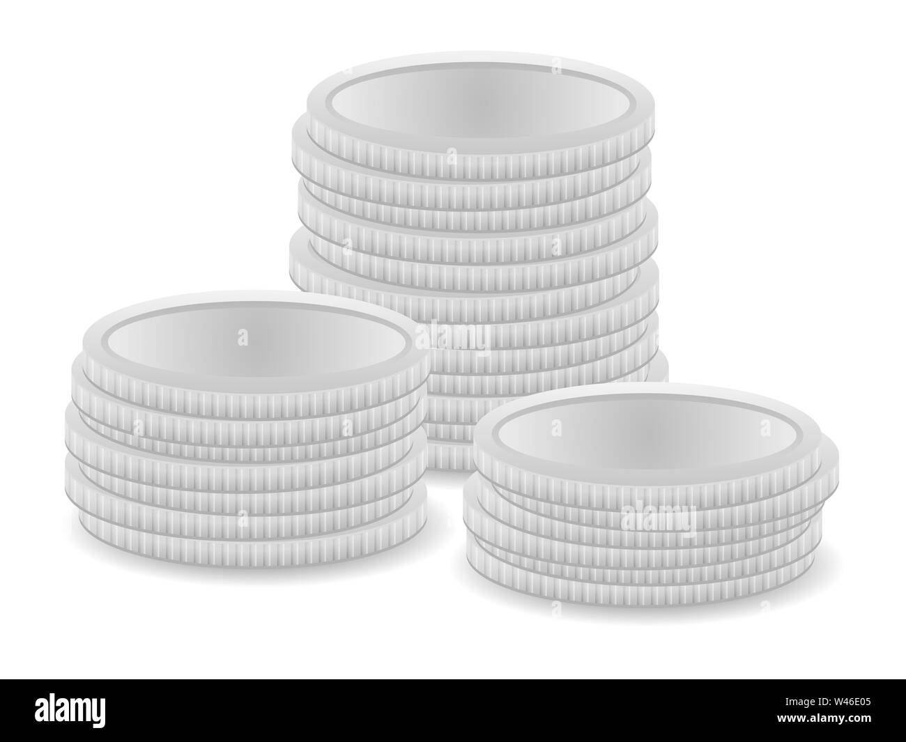 Silver coins on a white background Stock Photo - Alamy