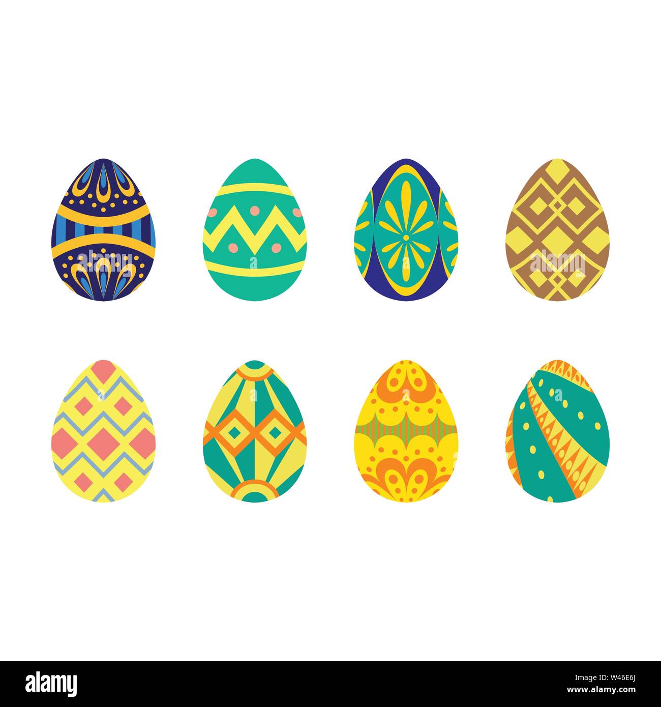 set of easter eggs, happy easter flat style, vector illustration Stock ...