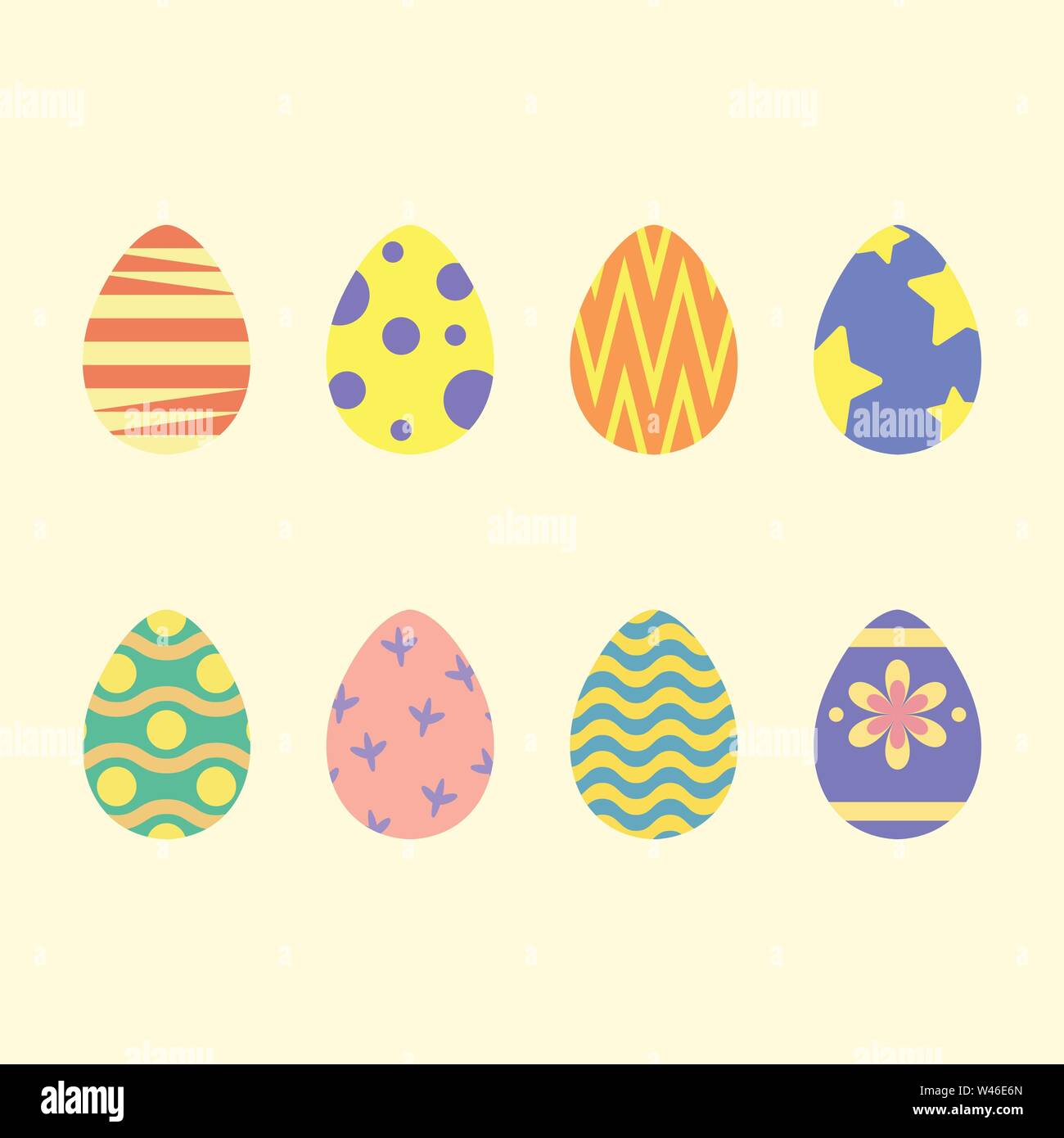 set of easter eggs, happy easter flat style, vector illustration Stock ...