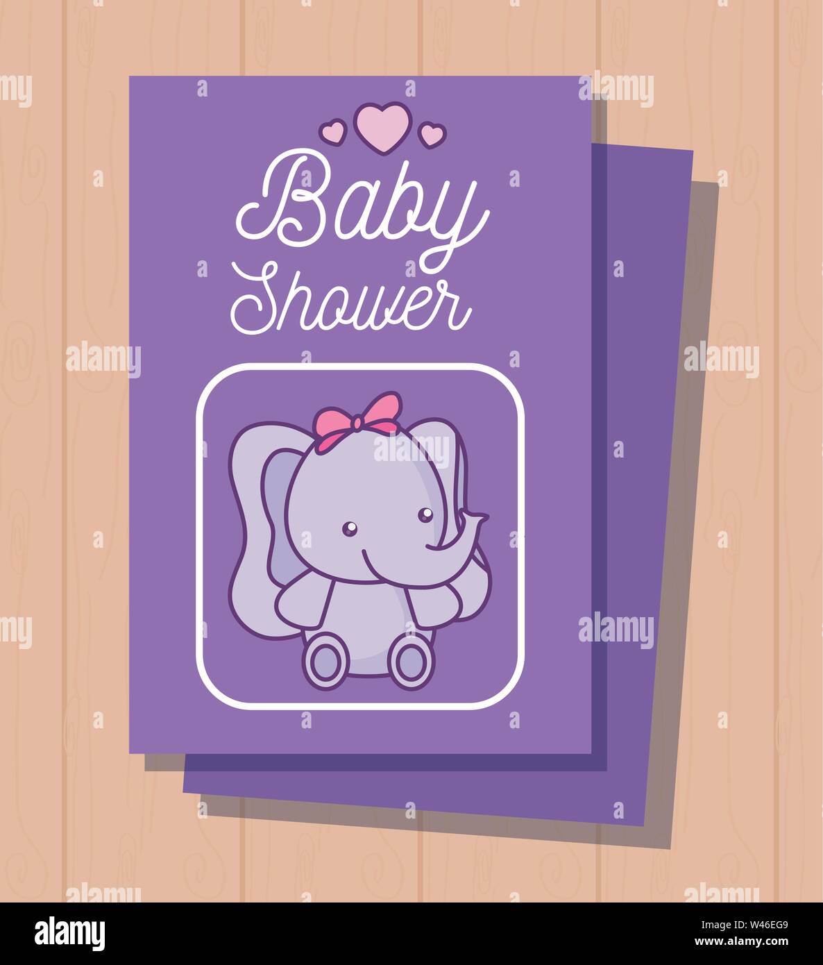 baby shower card with cute elephant vector illustration design Stock ...