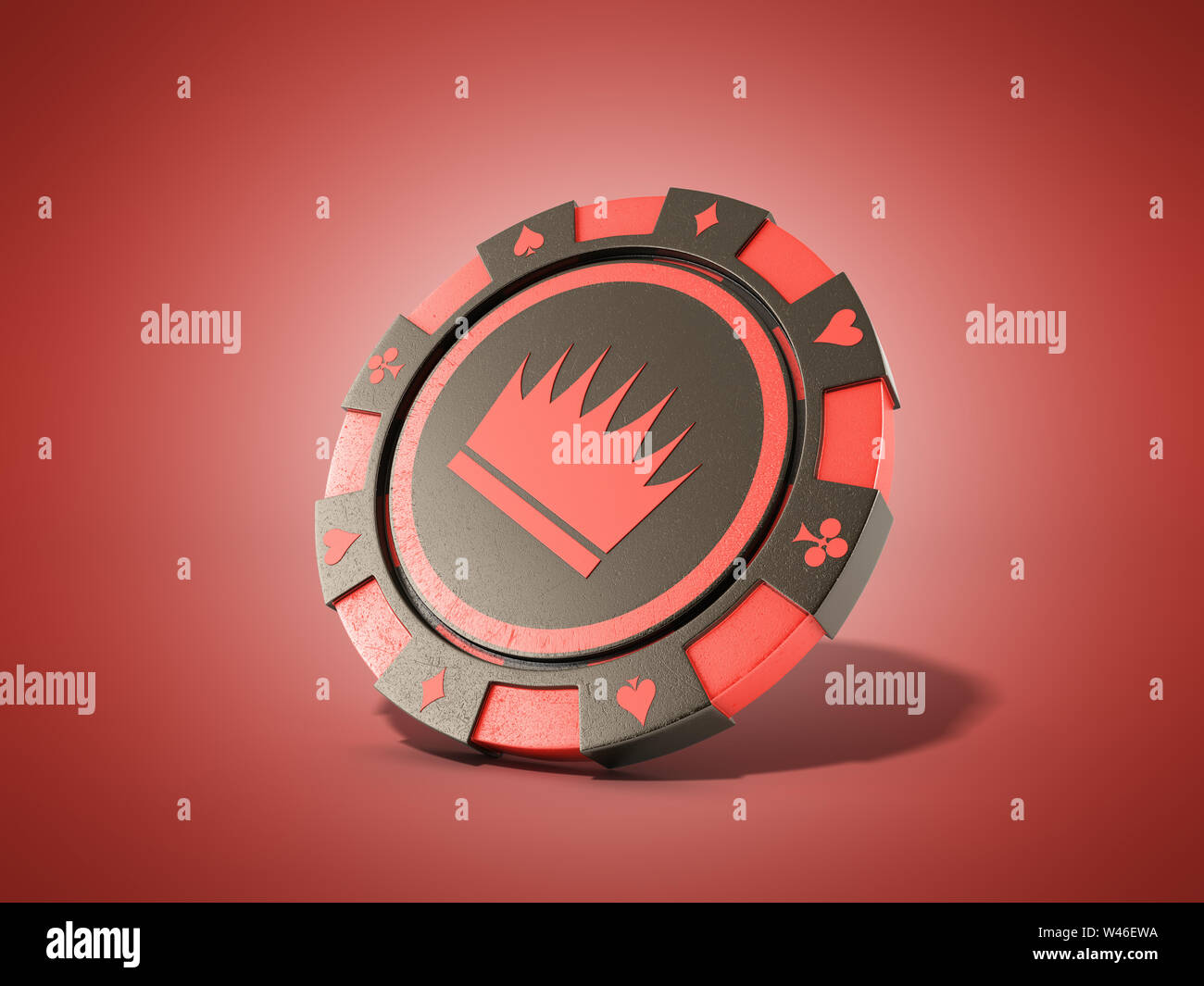 casino red chips isolated on white realistic 3d render objects on red ...