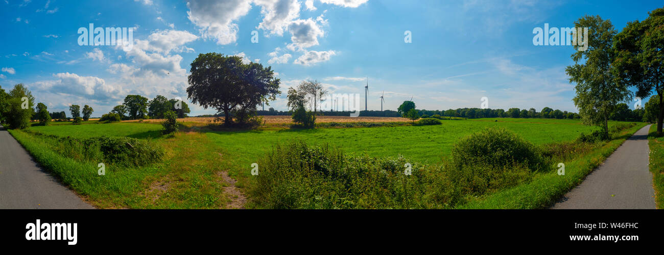 A beautiful panorama shot on the open land Stock Photo