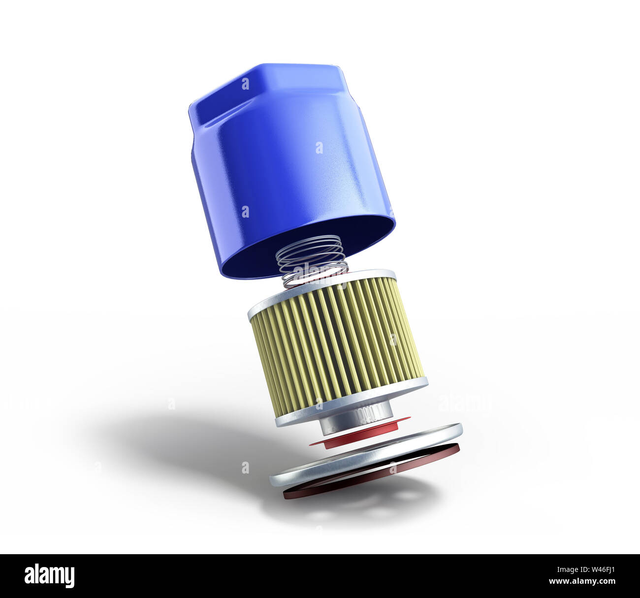 internal structure of automobile oil filter 3d render on white Stock