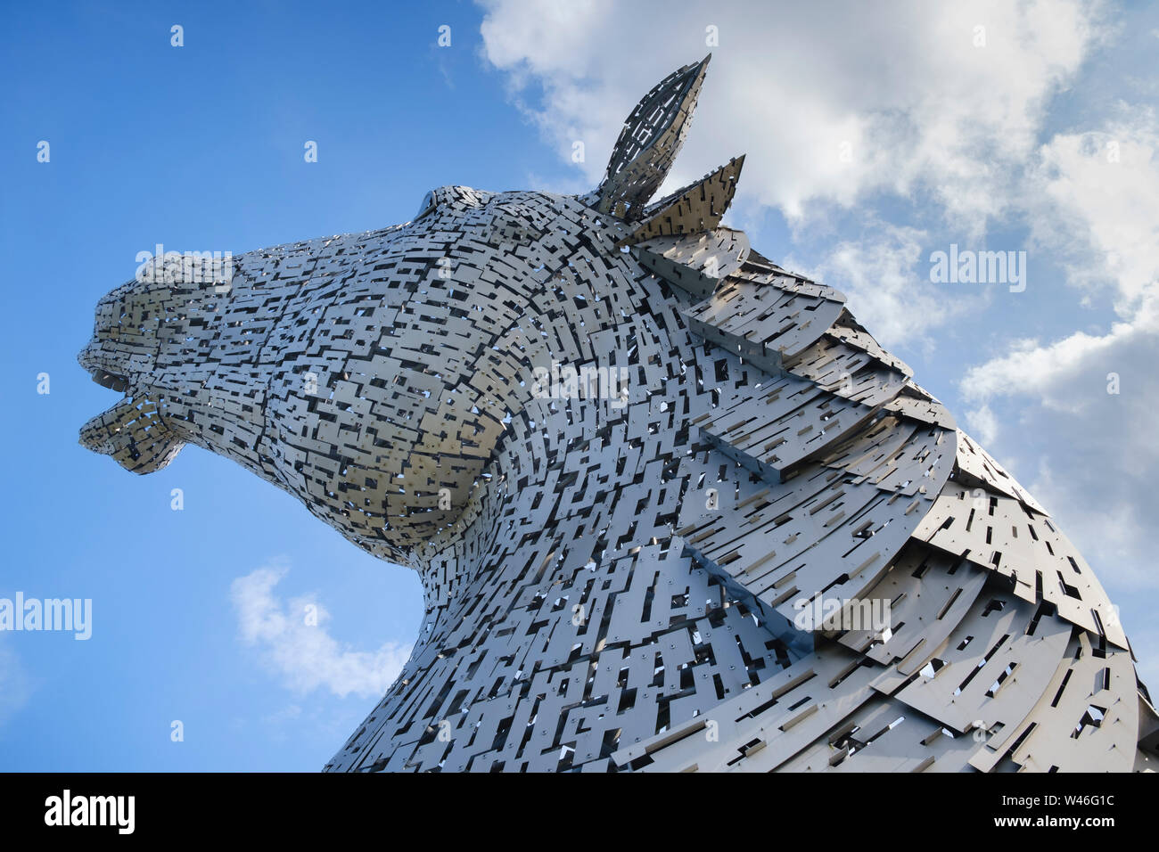 The Kelpies giant horse head sculptures of mythical water spirits next