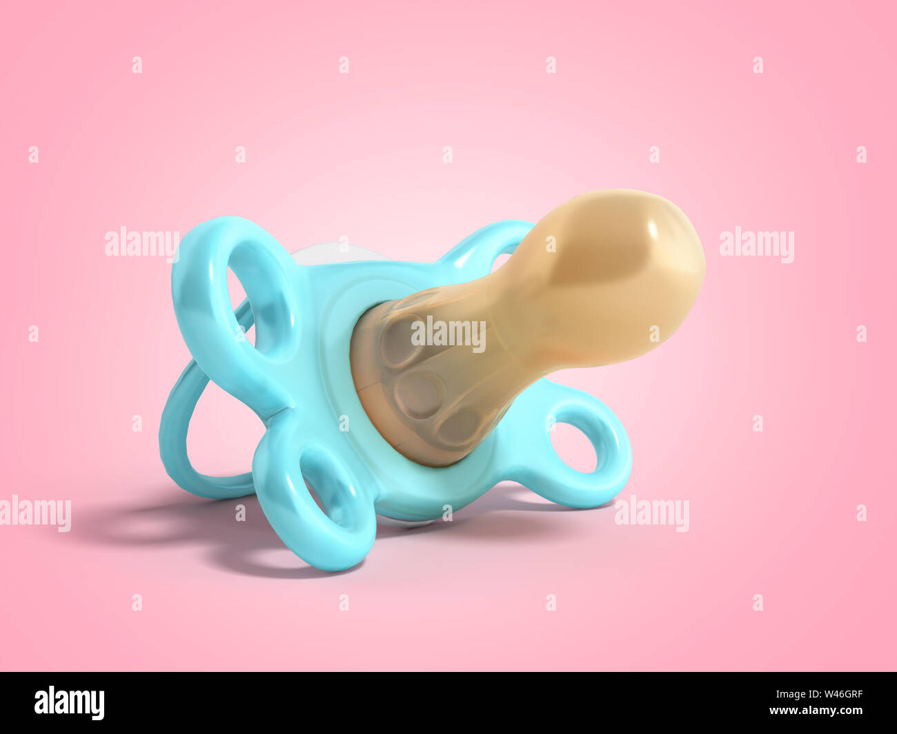 baby dummy 3D render illustration isolated on pink background Stock