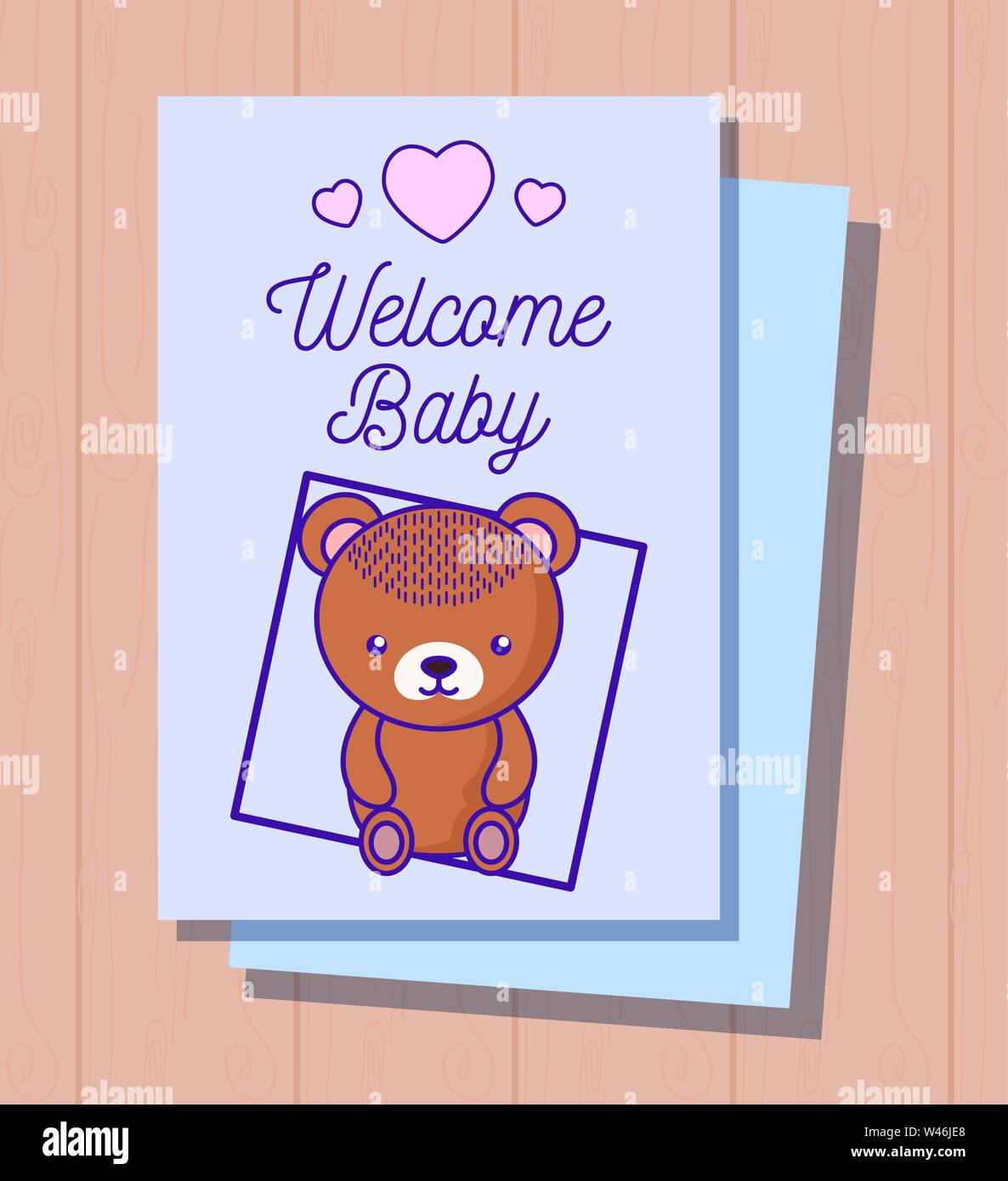 baby shower card with cute bear vector illustration design Stock Vector ...