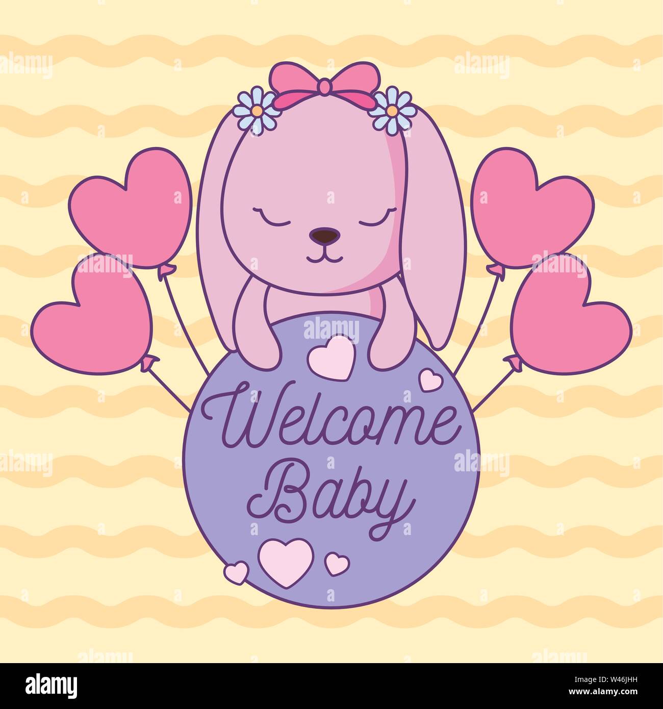 baby shower card with cute rabbit vector illustration design Stock ...