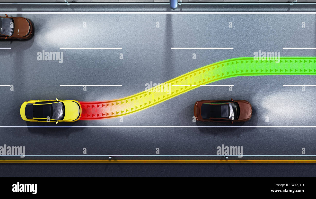 modern concept of a safe car Collision monitoring system 3d render ...