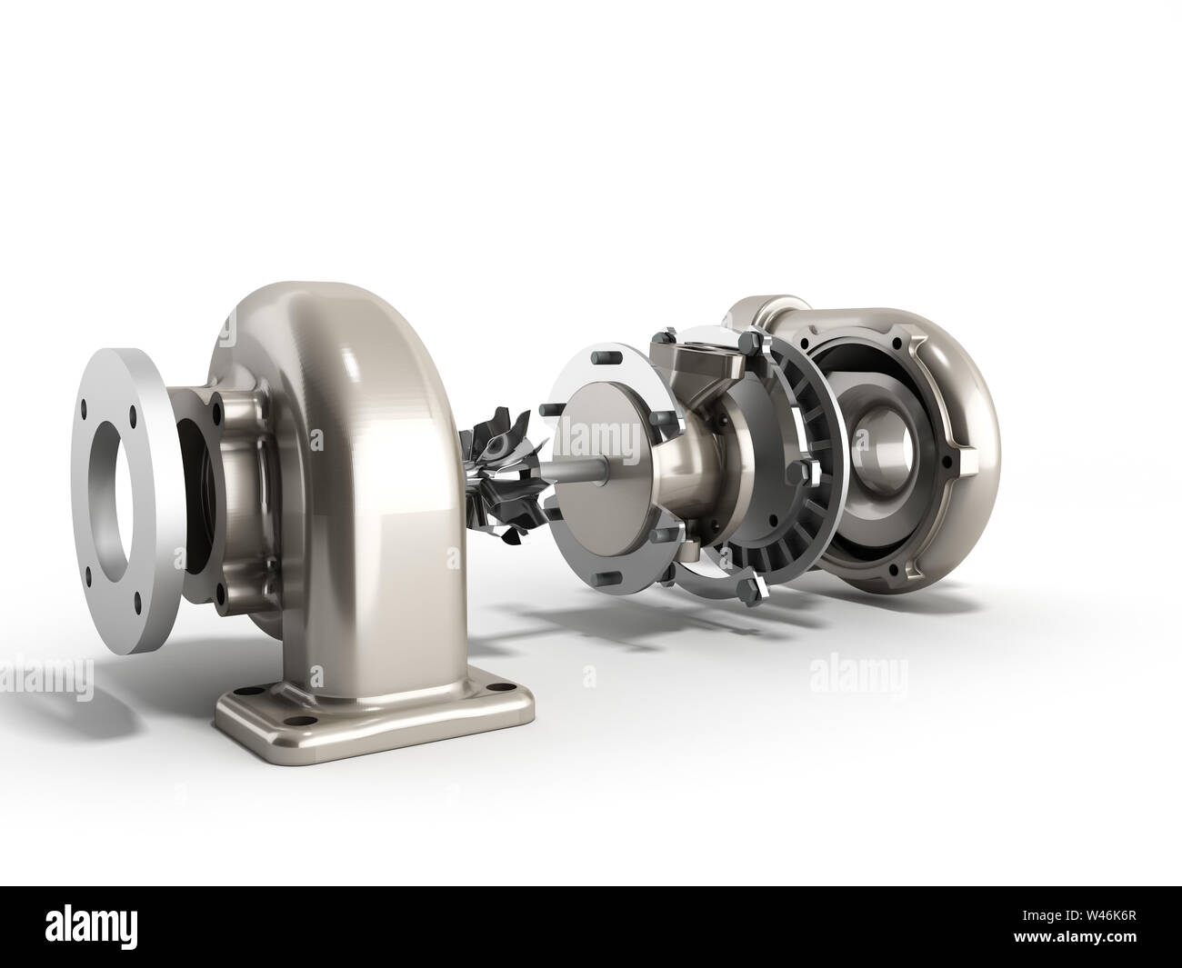 Automotive turbocharger turbine 3d render on white Stock Photo Alamy