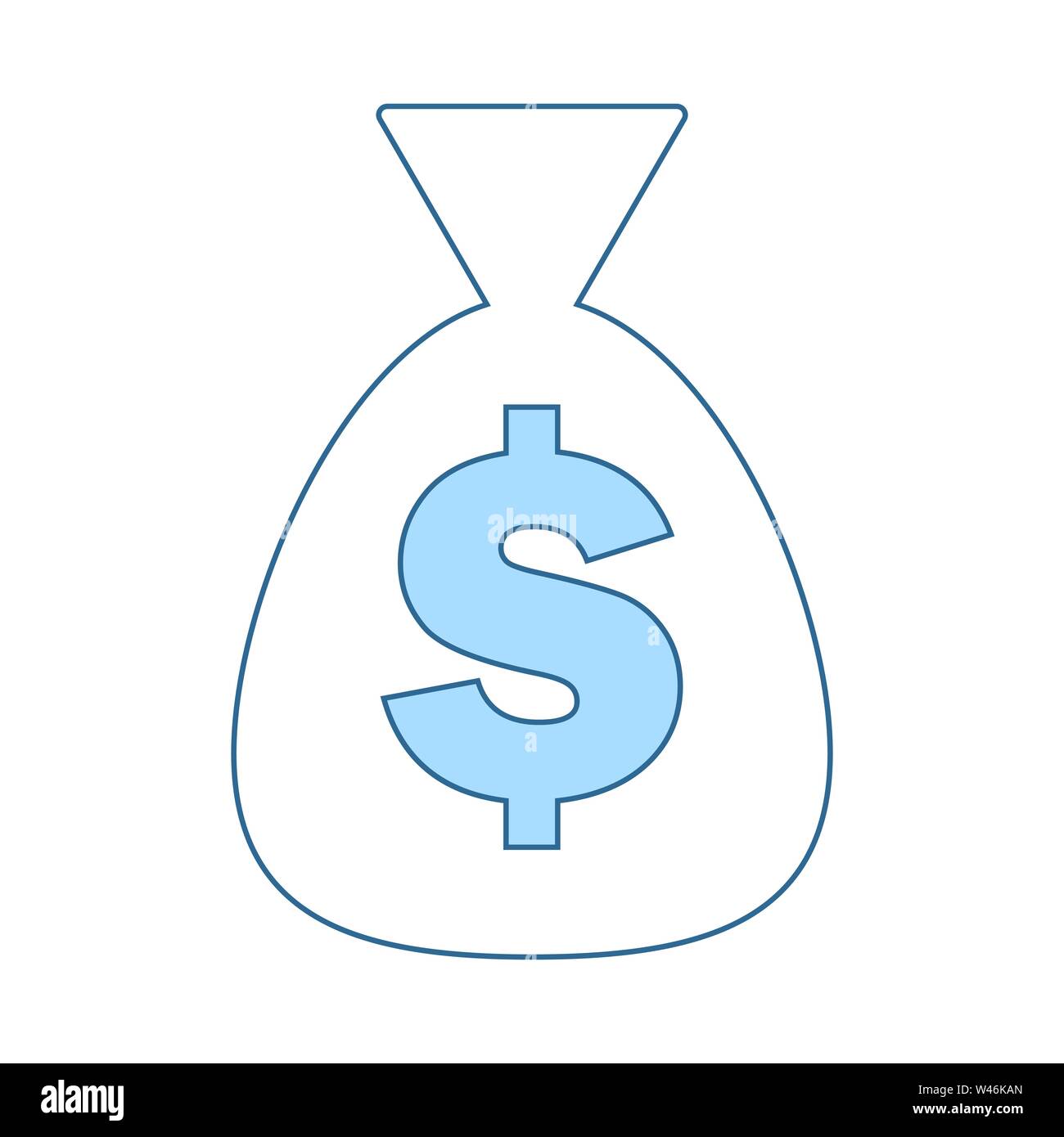 Money Bag Icon. Thin Line With Blue Fill Design. Vector Illustration ...