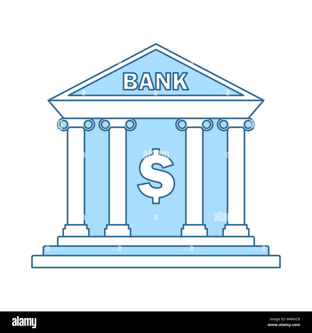 Bank Icon. Thin Line With Blue Fill Design. Vector Illustration Stock Vector  Image & Art - Alamy