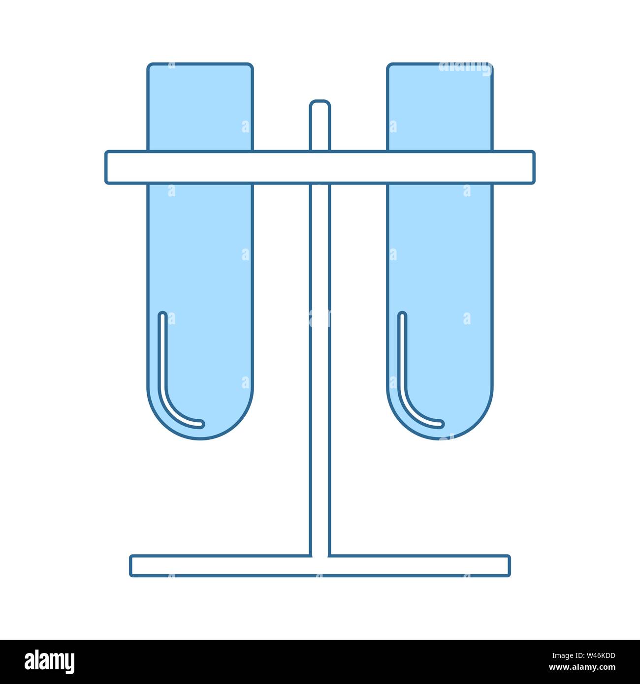 Lab Flasks Attached To Stand Icon. Thin Line With Blue Fill Design. Vector Illustration. Stock Vector