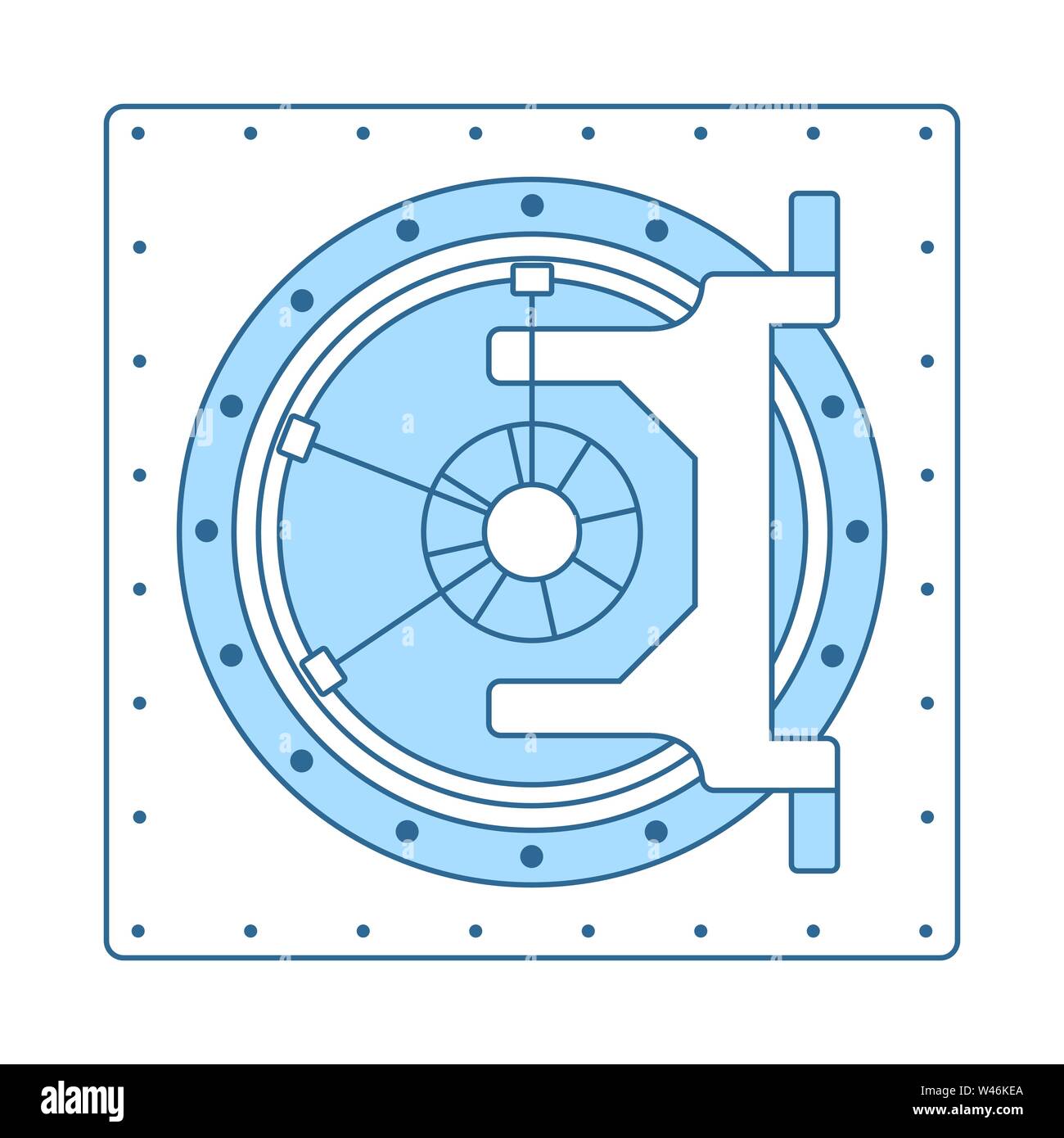 Safe Icon. Thin Line With Blue Fill Design. Vector Illustration Stock ...