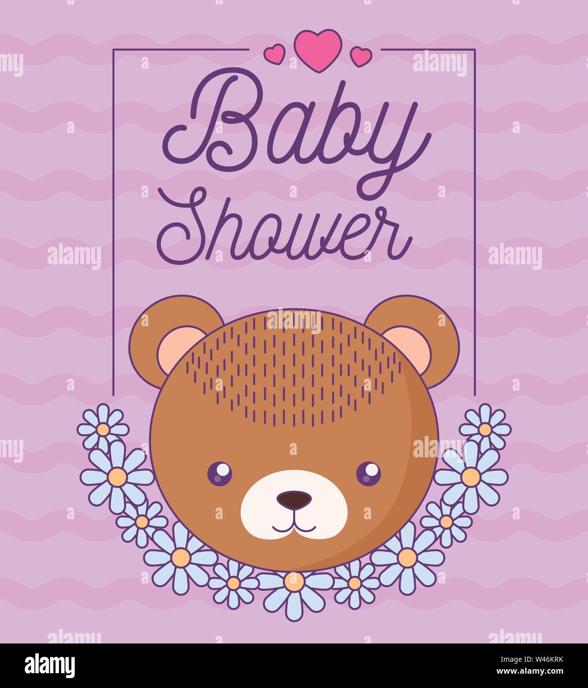 baby shower card with head of cute bear vector illustration design ...