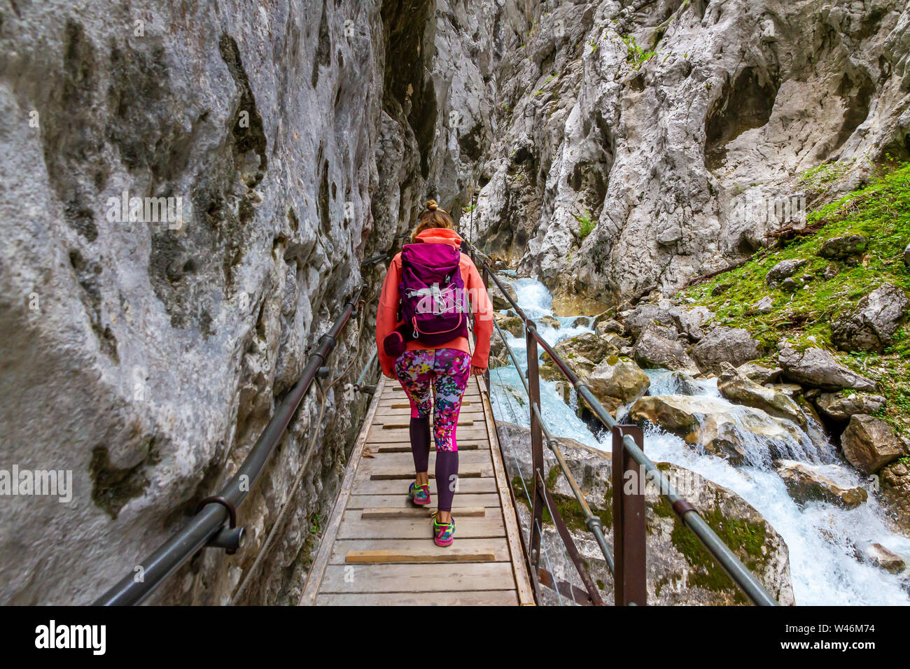 Hiking in the Hoellental, Hoellentalkamm, Bavaria Germany Stock Photo