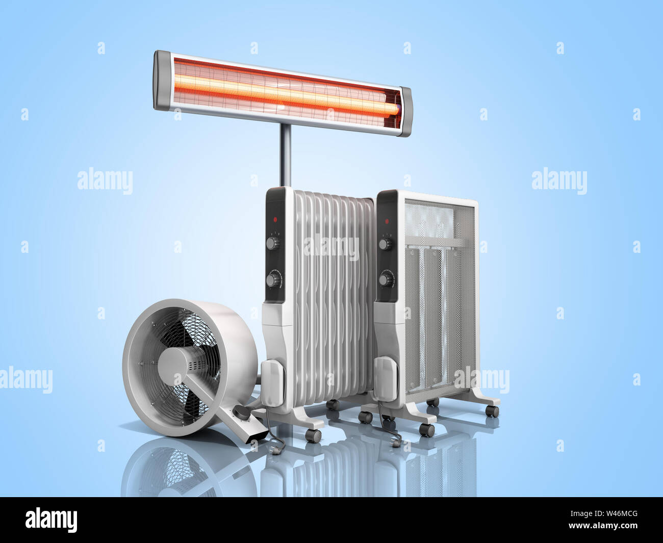 Heating devices Convection fan oilfilled and infrared heaters 3D