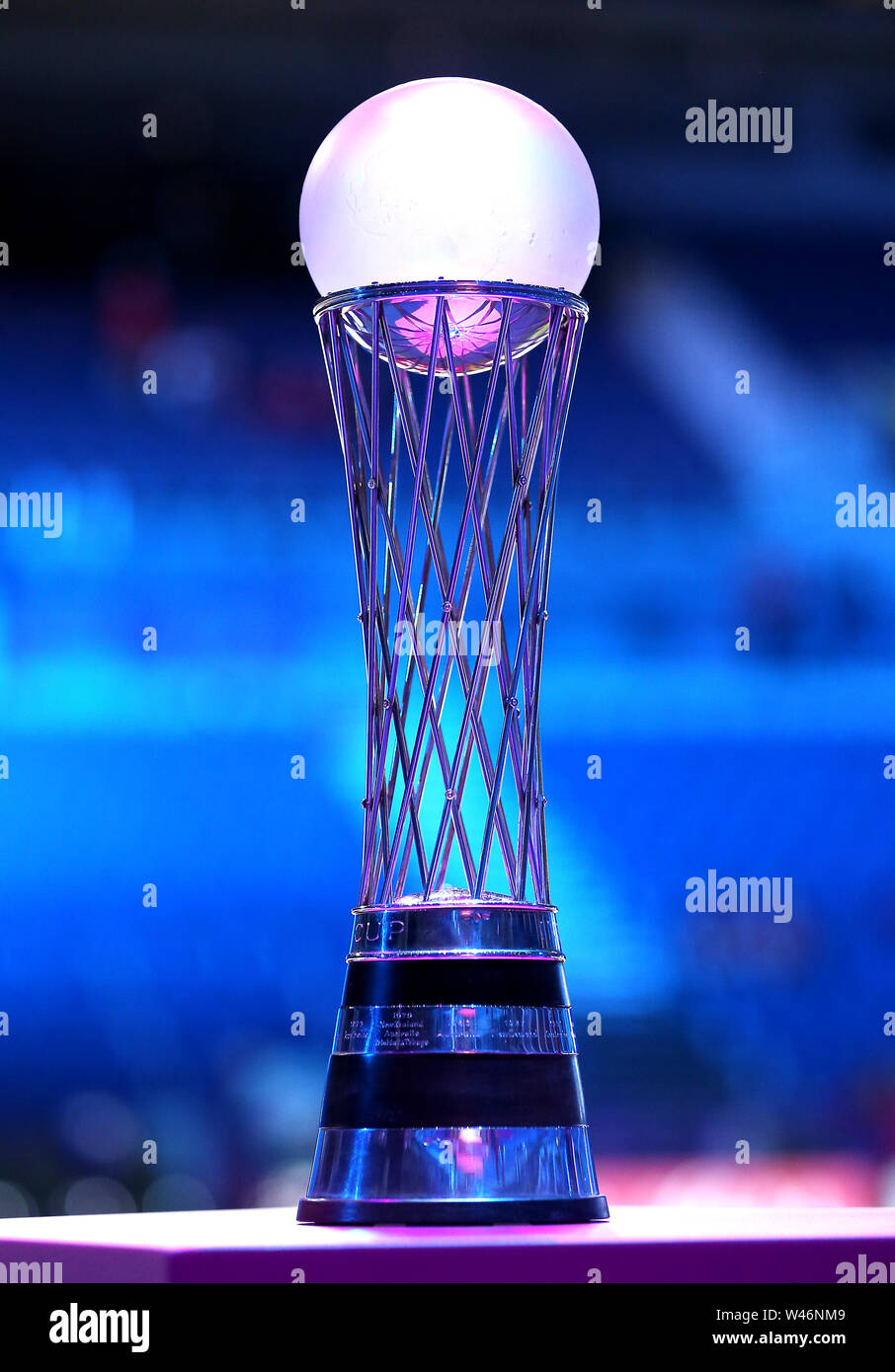 A general view of the trophy during the netball World Cup match at the M&S Bank Arena, Liverpool. Stock Photo