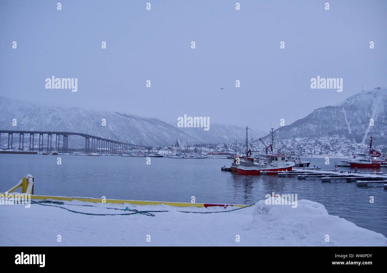 city of Tromso in the winter Stock Photo