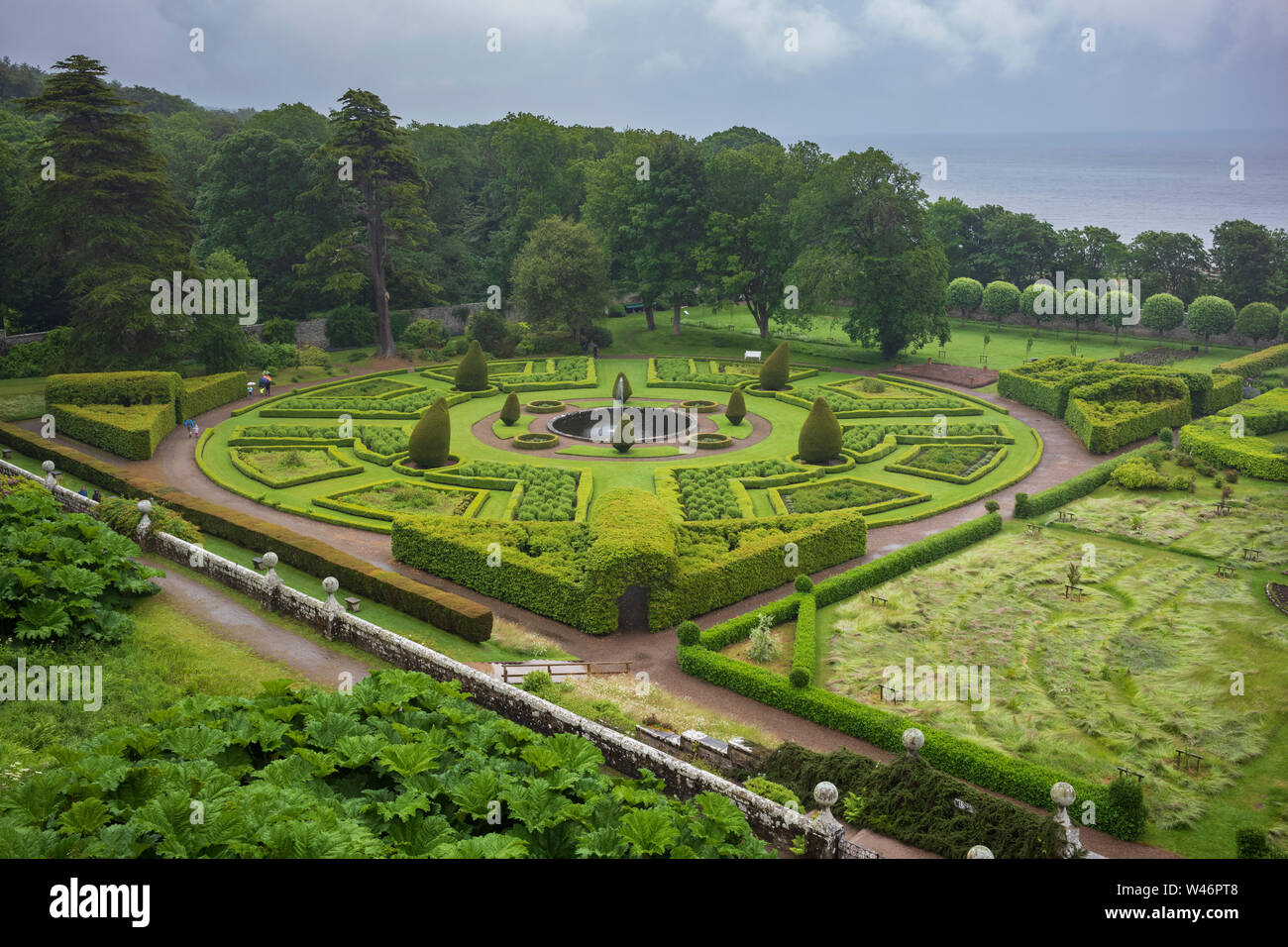 The gardens of Dunrobin Castle, a stately home in Sutherland, in the Scottish Highlands along of the North-Coast-500. Stock Photo