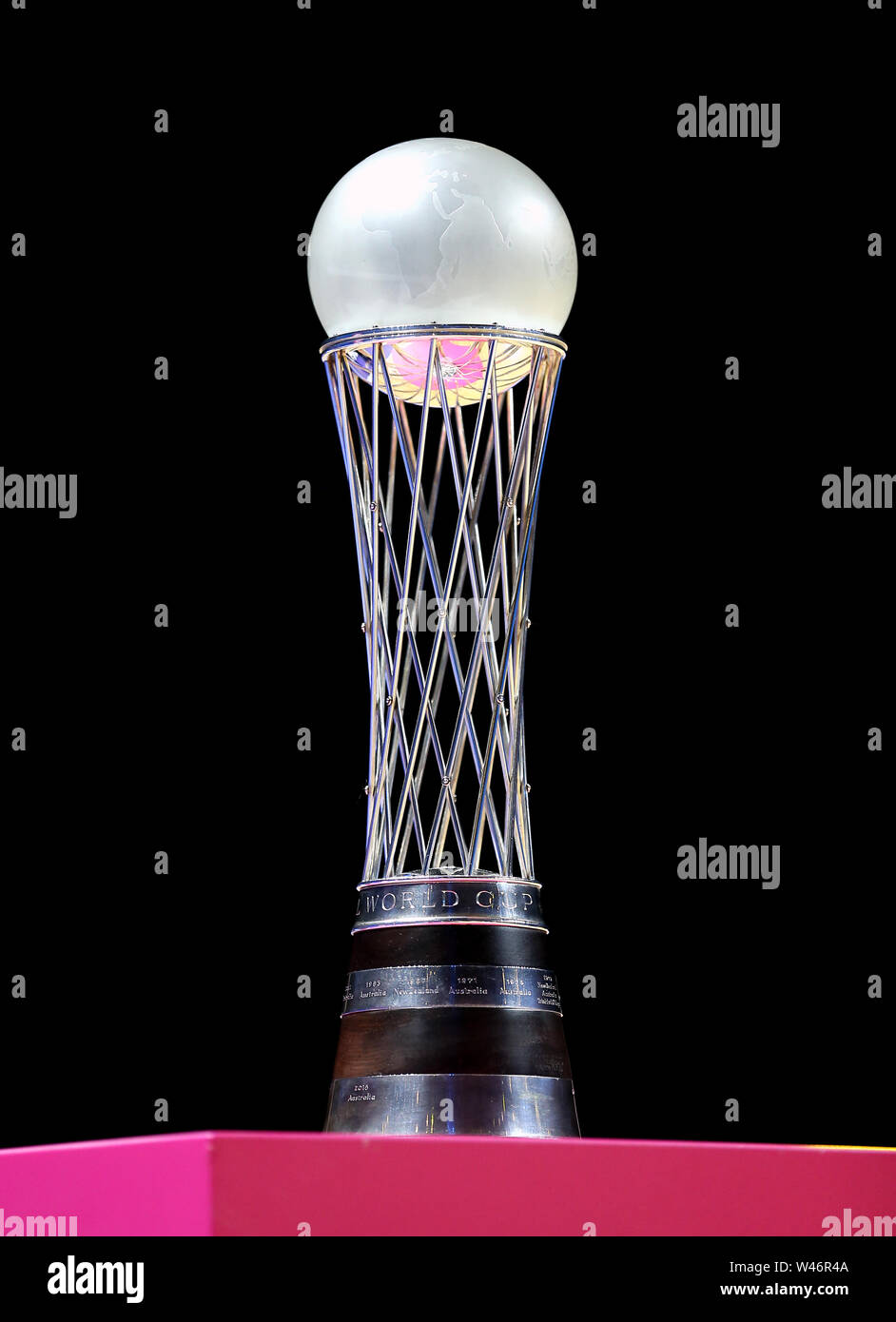 A general view of the trophy during the Netball World Cup match at the