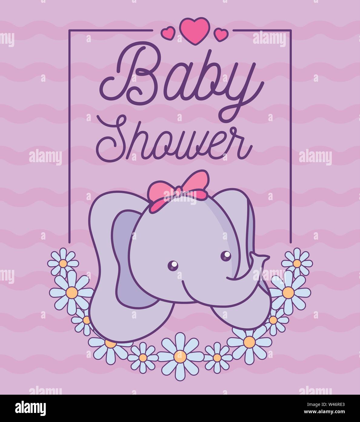 baby shower card with head of cute elephant vector illustration design ...