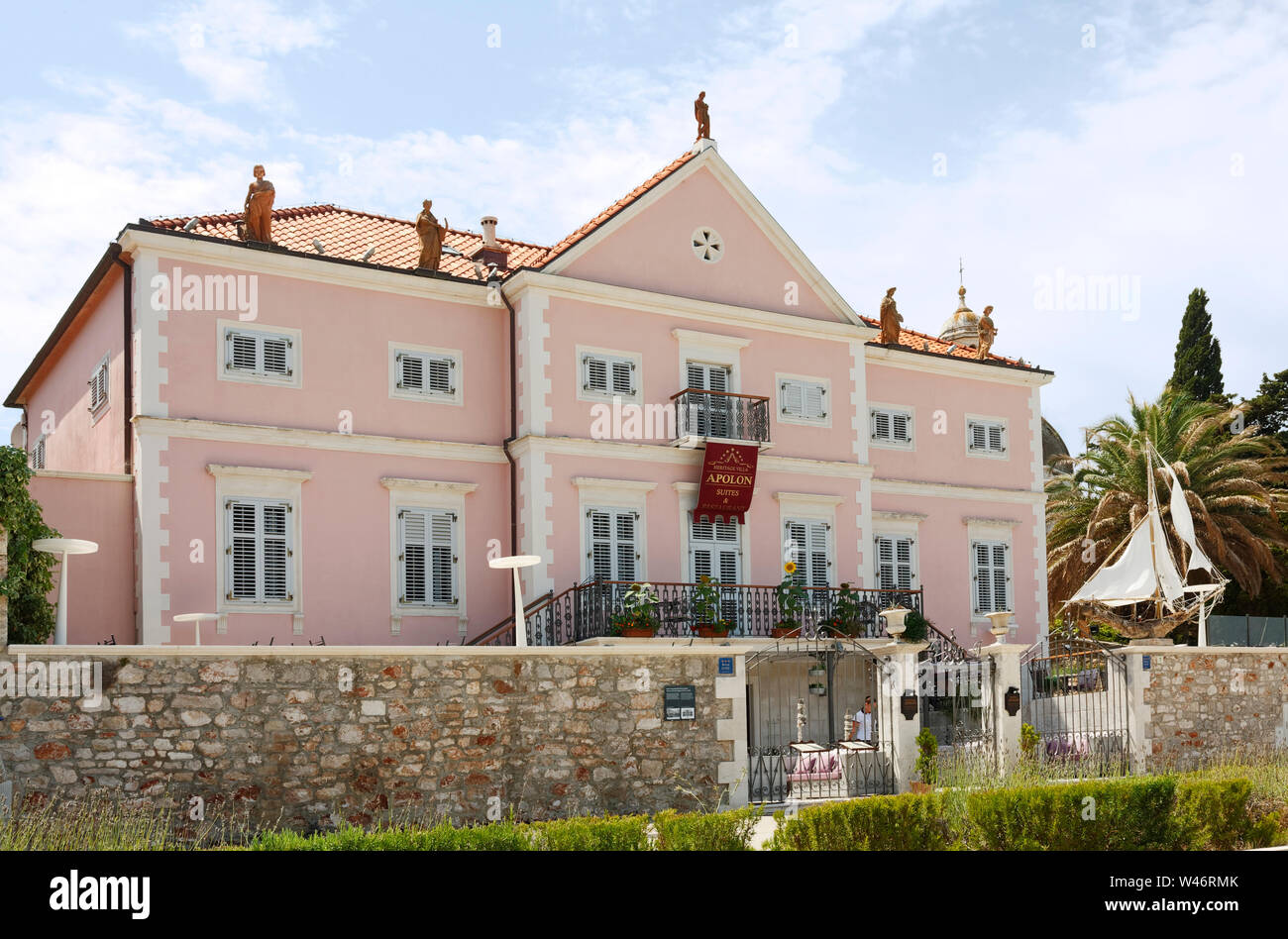 Heritage Villa Apolon Hotel; Restaurant; Classical Old Pink Building ...