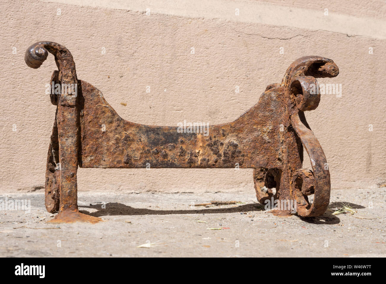 Old metal shoe scraper at the entrance to tenement house in Przemysl