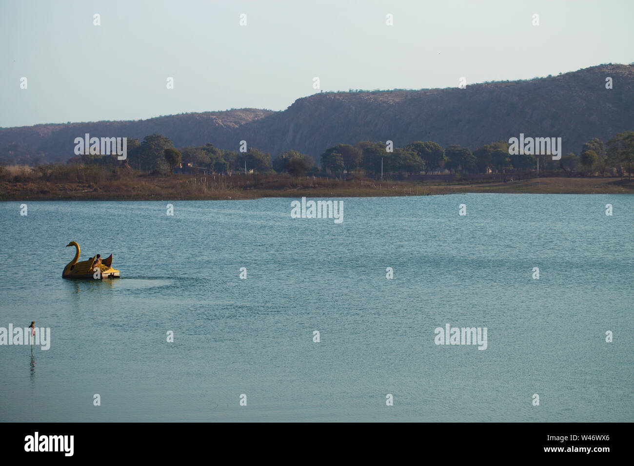Boat in the lake, Damdama Lake, Sohna, Gurgaon, Haryana, India Stock Photo