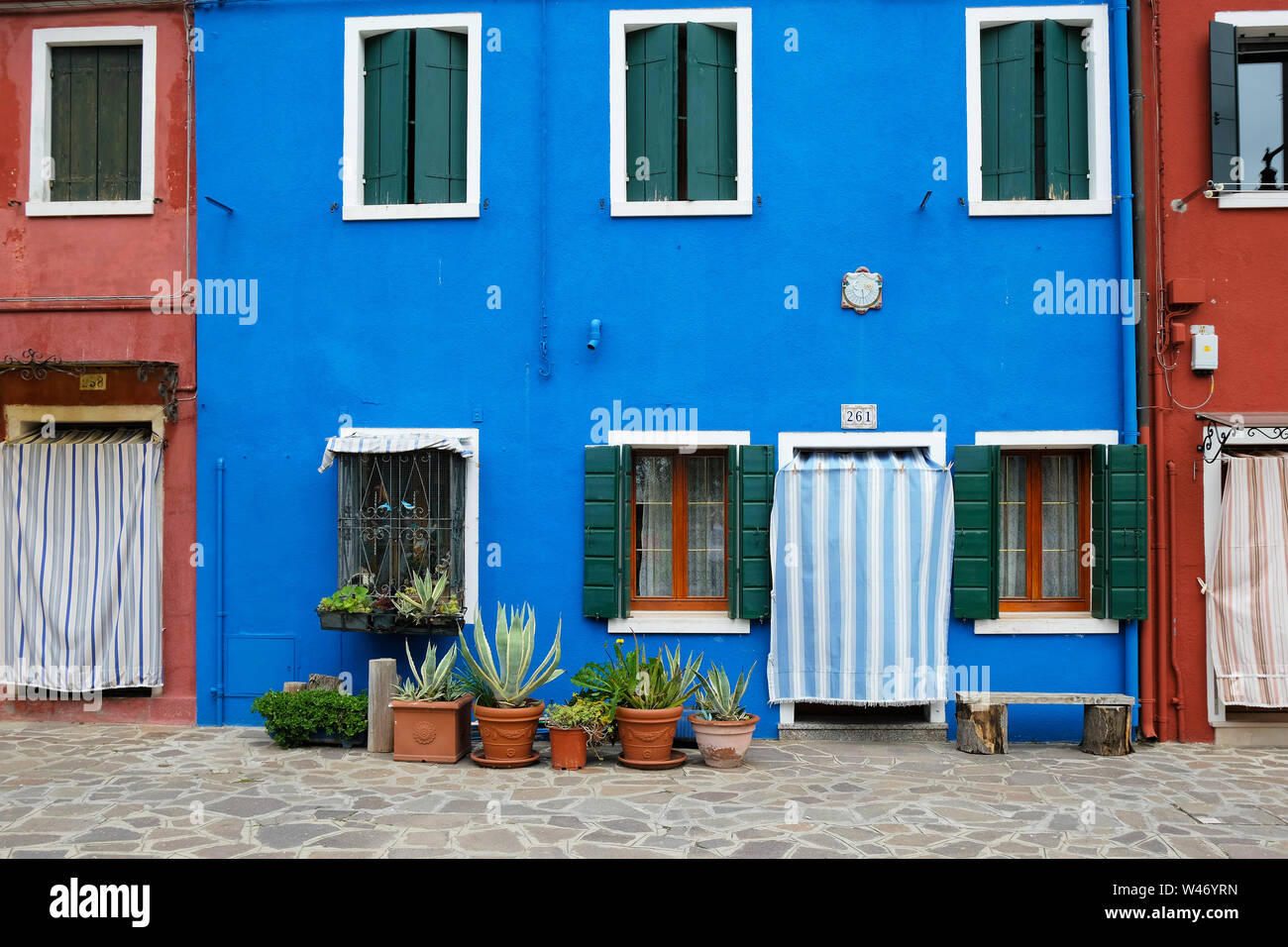 multi-colored  houses of Burano, Italy Stock Photo