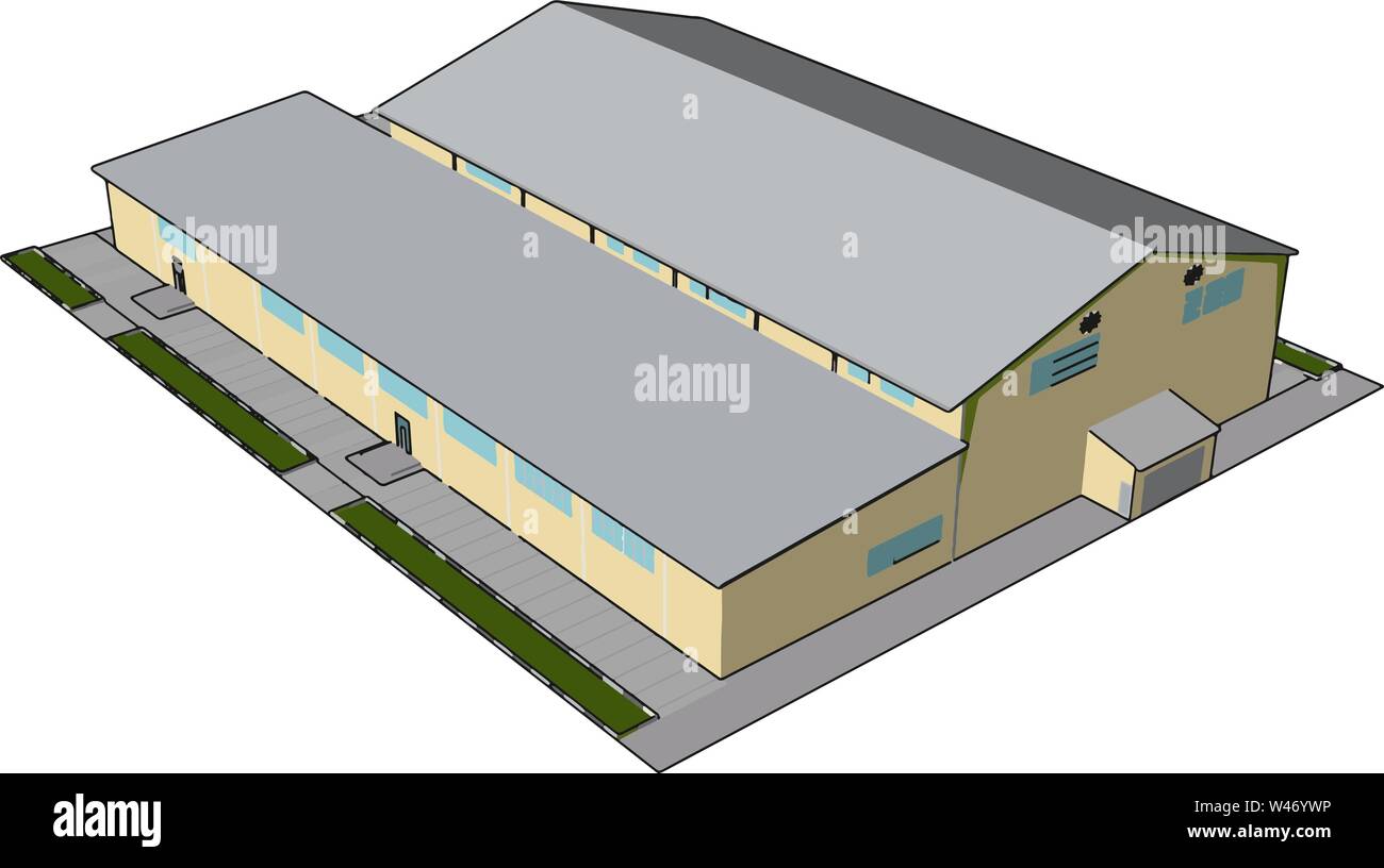 Yellow building, illustration, vector on white background Stock Vector ...
