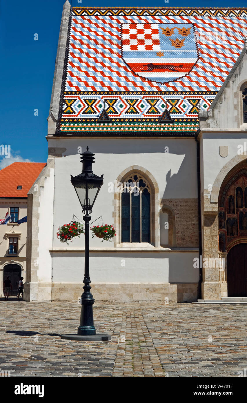 St. Mark's Church; original 13 century; restored; colorful tile roof