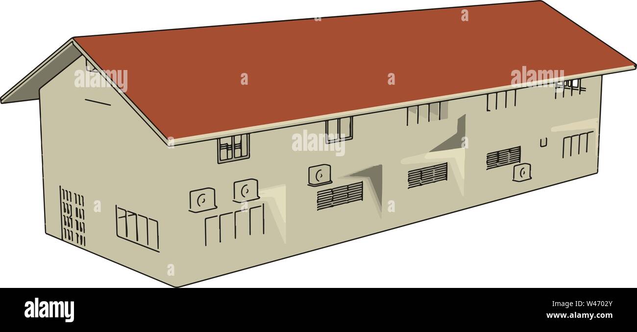 Hangar building, illustration, vector on white background. Stock Vector