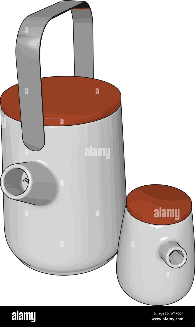 Thermo cups on table, illustration, vector on white background. Stock Vector