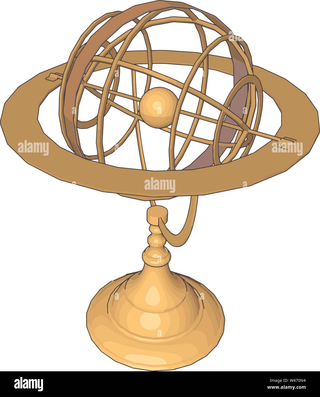 Gold sculpture, illustration, vector on white background. Stock Vector
