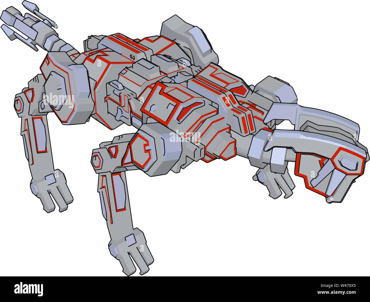 Dog robot, illustration, vector on white background. Stock Vector