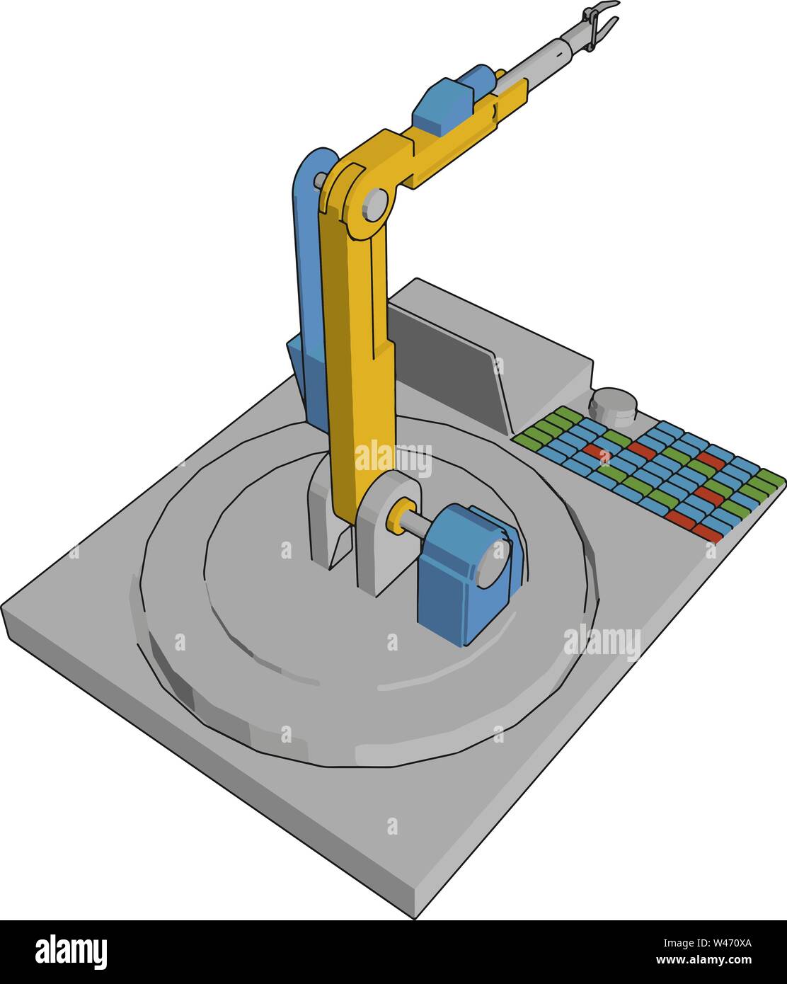 Yellow robot machine, illustration, vector on white background Stock ...