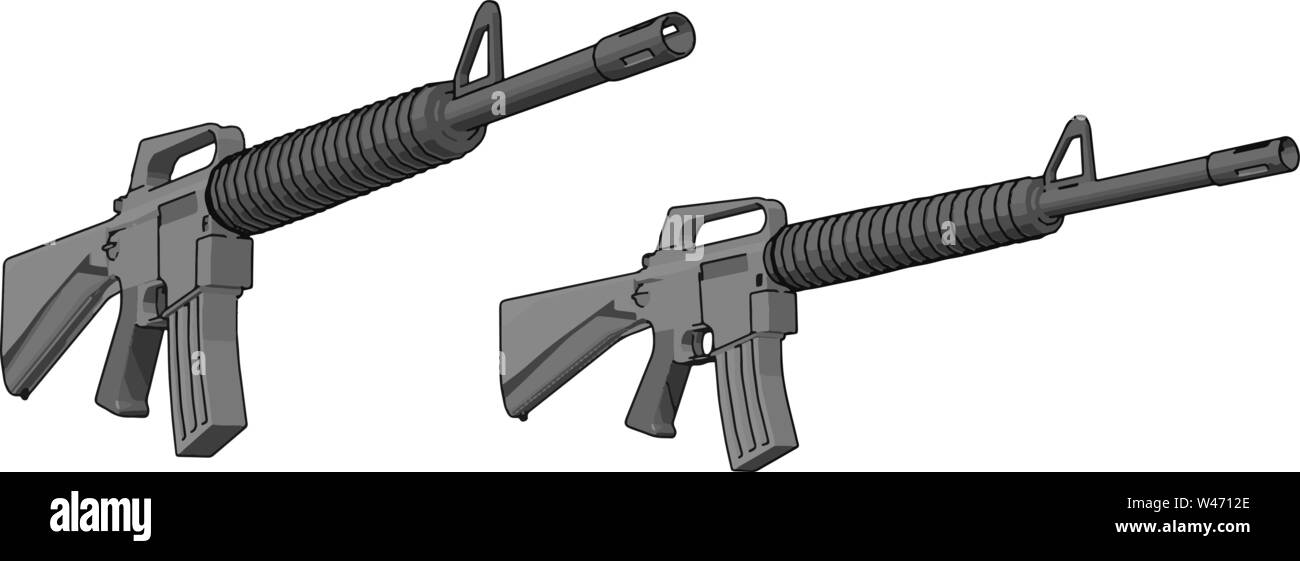 Military rifle gun, illustration, vector on white background. Stock Vector