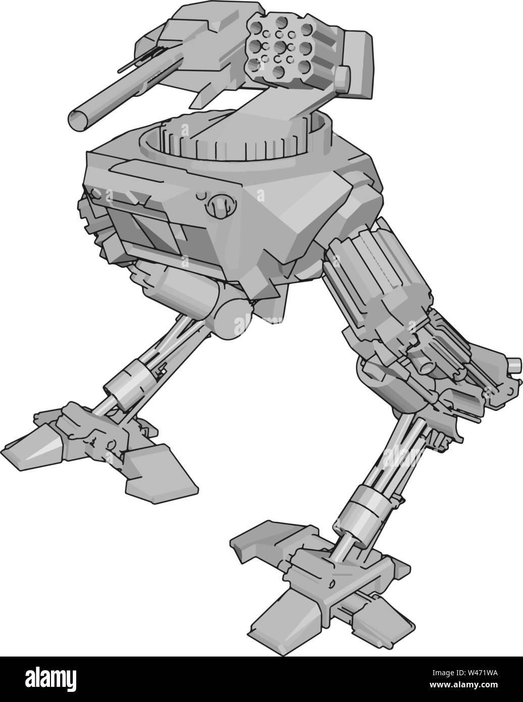 White war robot, illustration, vector on white background. Stock Vector