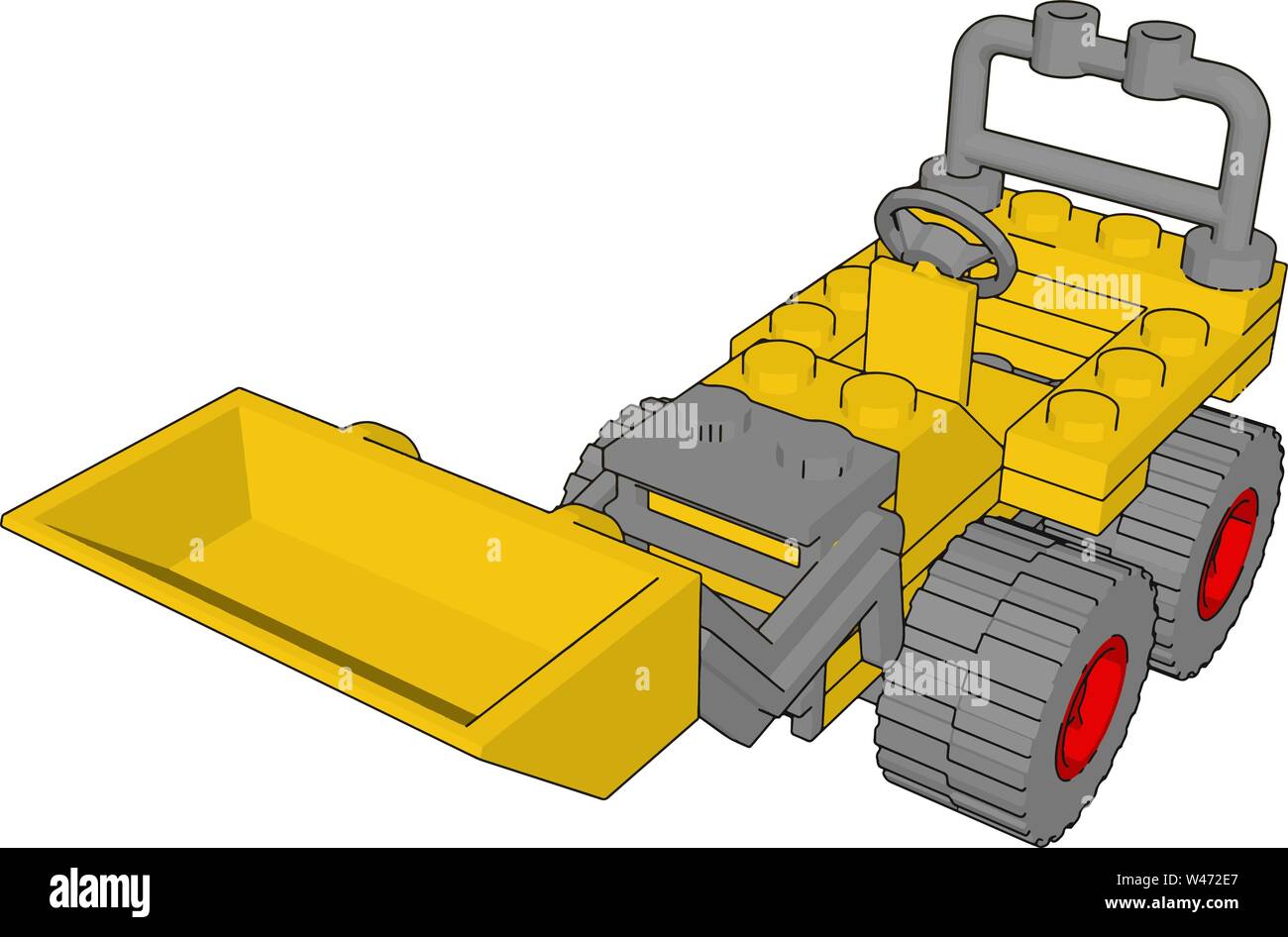 Yellow excavator, illustration, vector on white background. Stock Vector