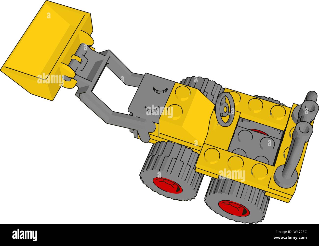 Yellow excavator, illustration, vector on white background. Stock Vector
